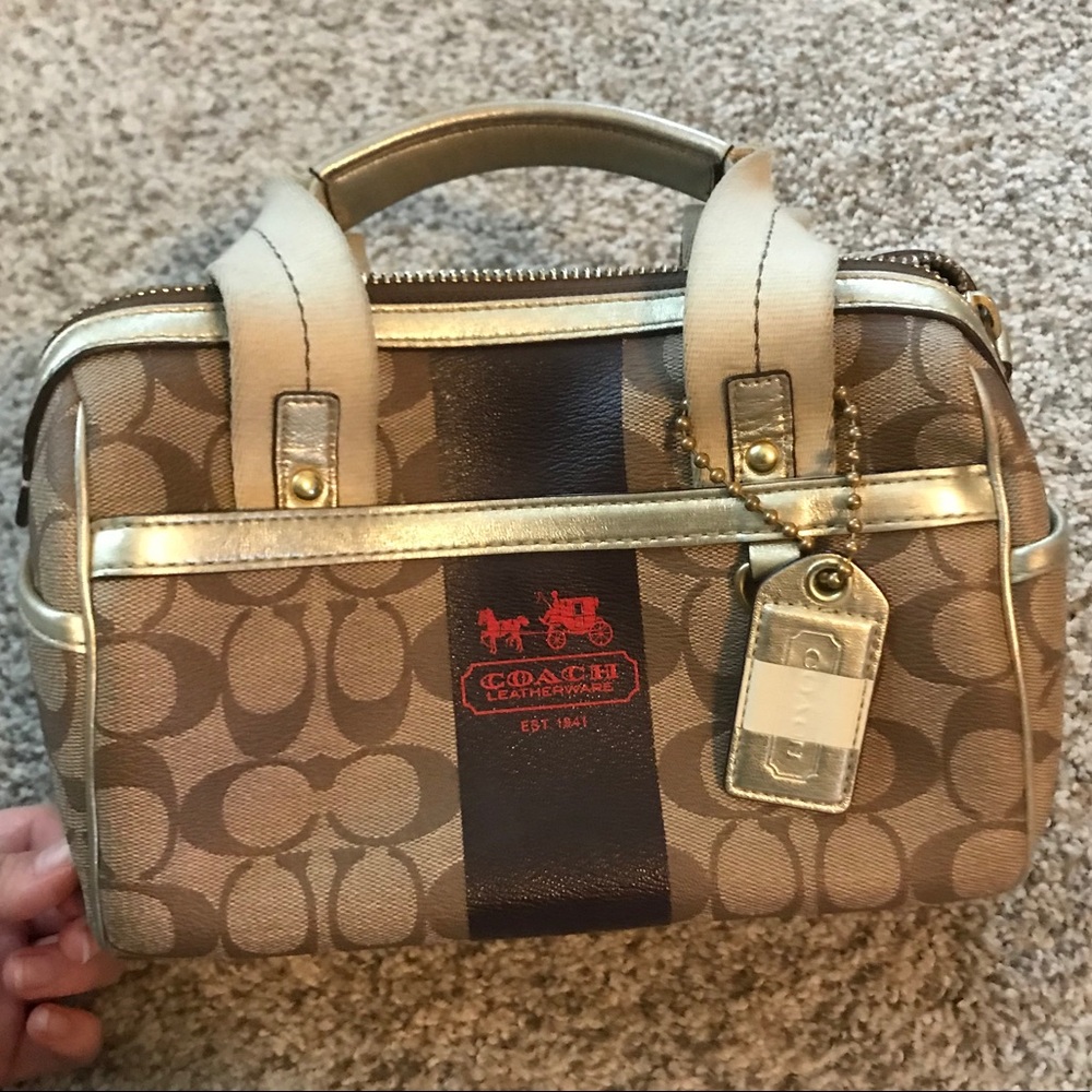 COACH Heritage Stripe Handbag Purse Satchel